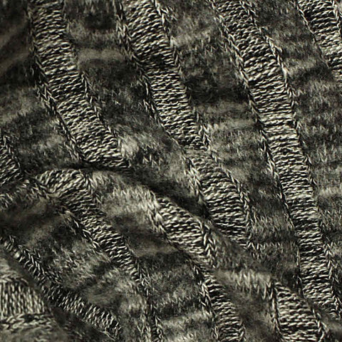 Grey Marl Rib Knit, Viscose-Poly, 220 gsm, 160 cm