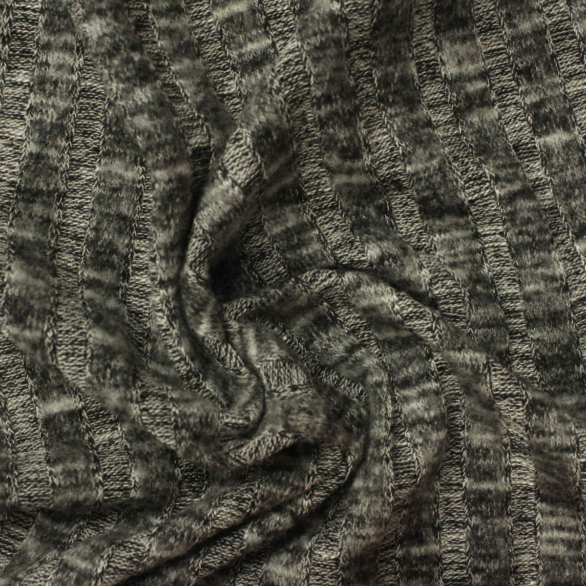 Grey Marl Rib Knit, Viscose-Poly, 220 gsm, 160 cm
