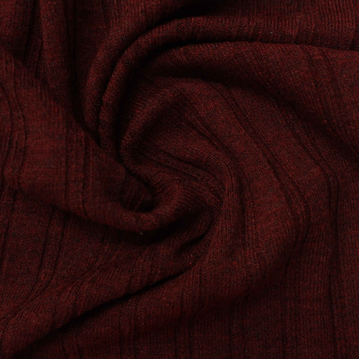 Dark Red Marl Rib Knit, Viscose, 325 gsm