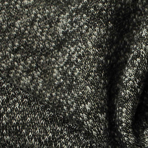 Black Marl French Terry, Poly-Cotton, 225 gsm