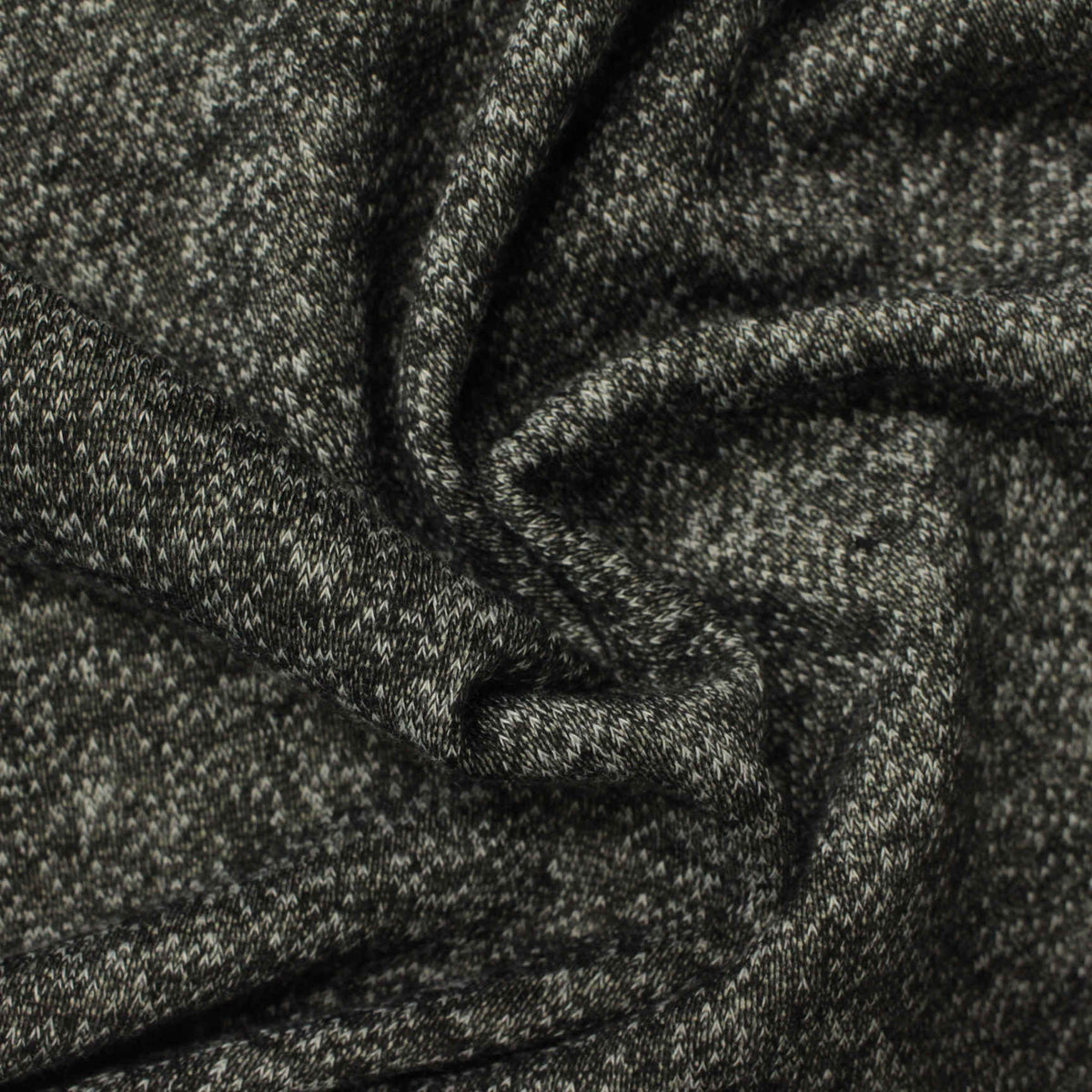 Black Marl French Terry, Poly-Cotton, 225 gsm