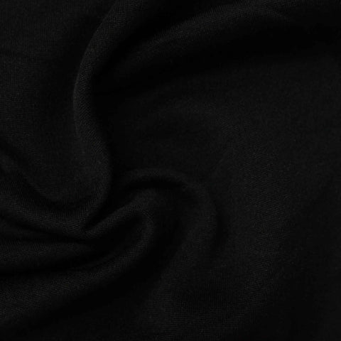 Polyester Cotton French Terry Fabric, 224 gsm, 170 cm — Black
