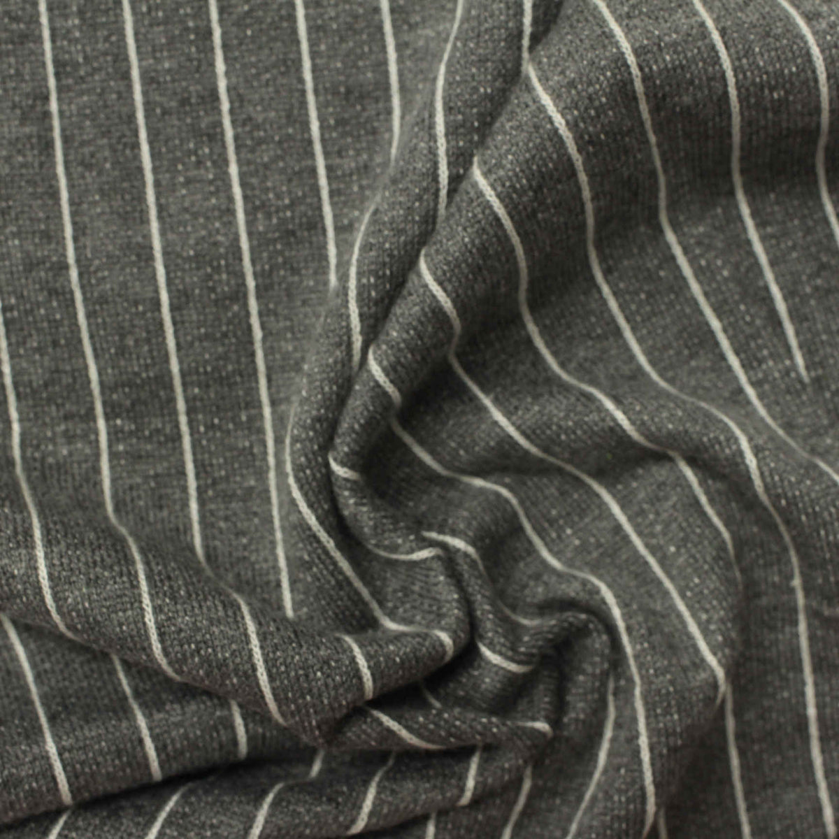 White Vertical-Stripe French Terry, Viscose