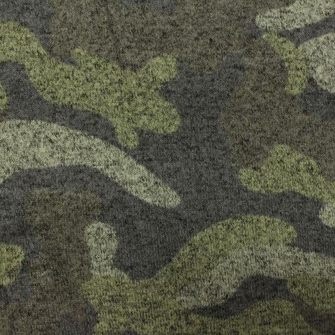 Green Camo Chunky Knit, Viscose-Poly, 190 gsm