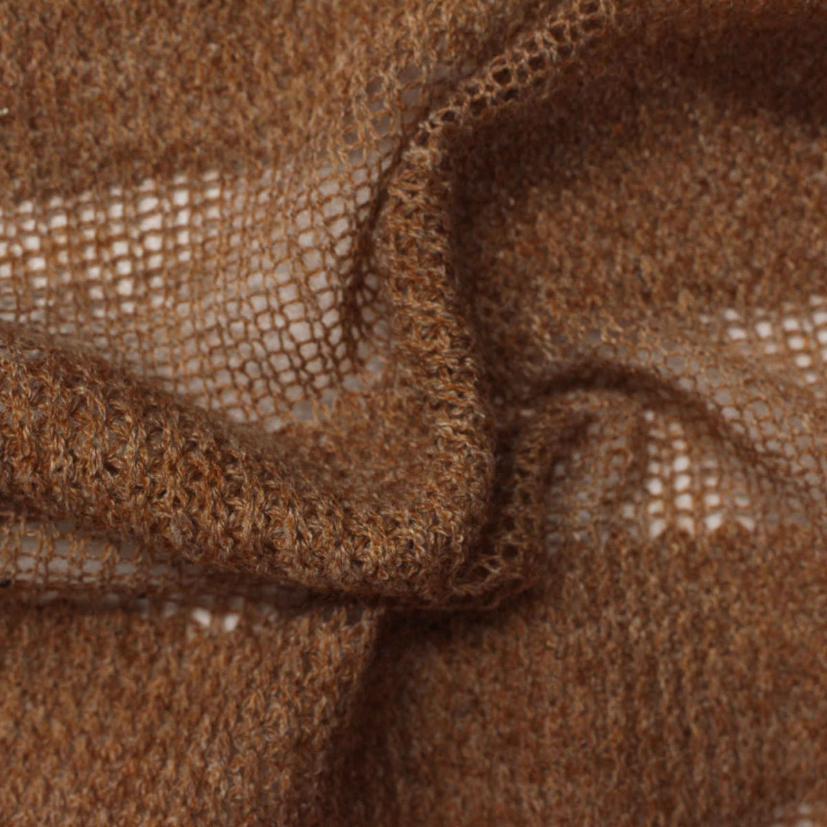 Polyester Viscose Stretch Chunky Knit Fabric, 260 gsm, 170 cm — Brown