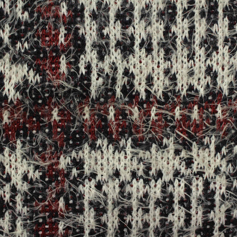 White Geometric Chunky Knit, Polyester, 445 gsm