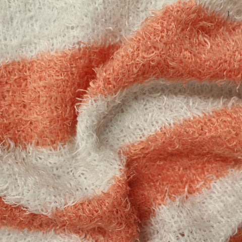 Orange Horizontal-Stripe Jersey Knit, Polyester, 320 gsm