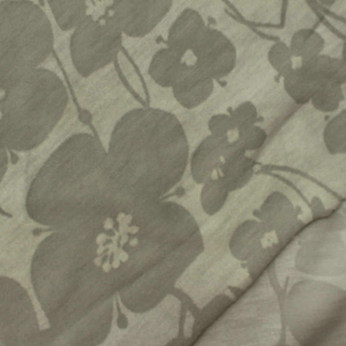 Grey Floral Jersey Knit, Poly-Viscose