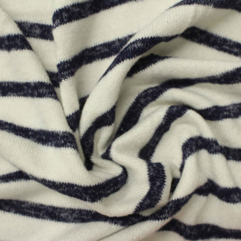 Navy Horizontal-Stripe Chunky Knit, Viscose-Poly, 212 gsm