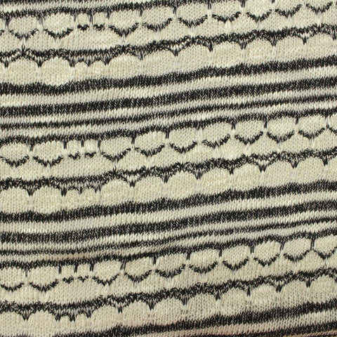 Cream Horizontal-Stripe Chunky Knit, Viscose-Poly, 185 gsm