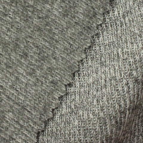 Grey Marl Rib Knit, Poly-Cotton, 340 gsm