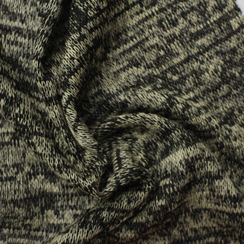 Black Marl Chunky Knit, Viscose-Poly, 140 gsm, 150 cm