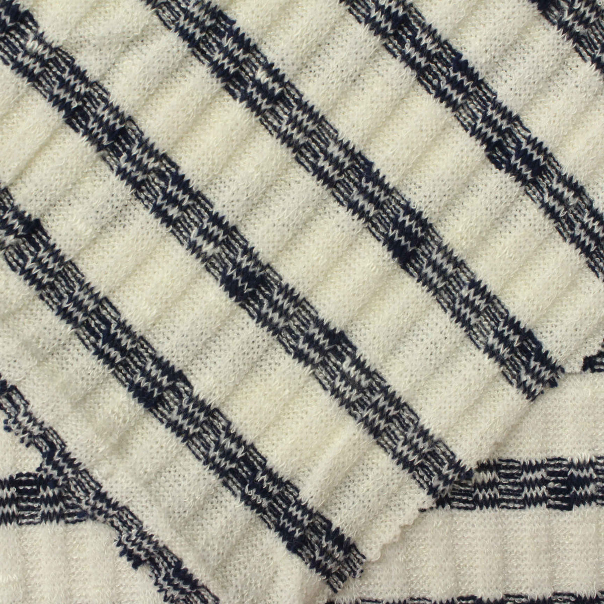 Navy Stripes Rib Knit, Viscose-Poly