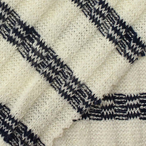 Navy Stripes Rib Knit, Viscose-Poly