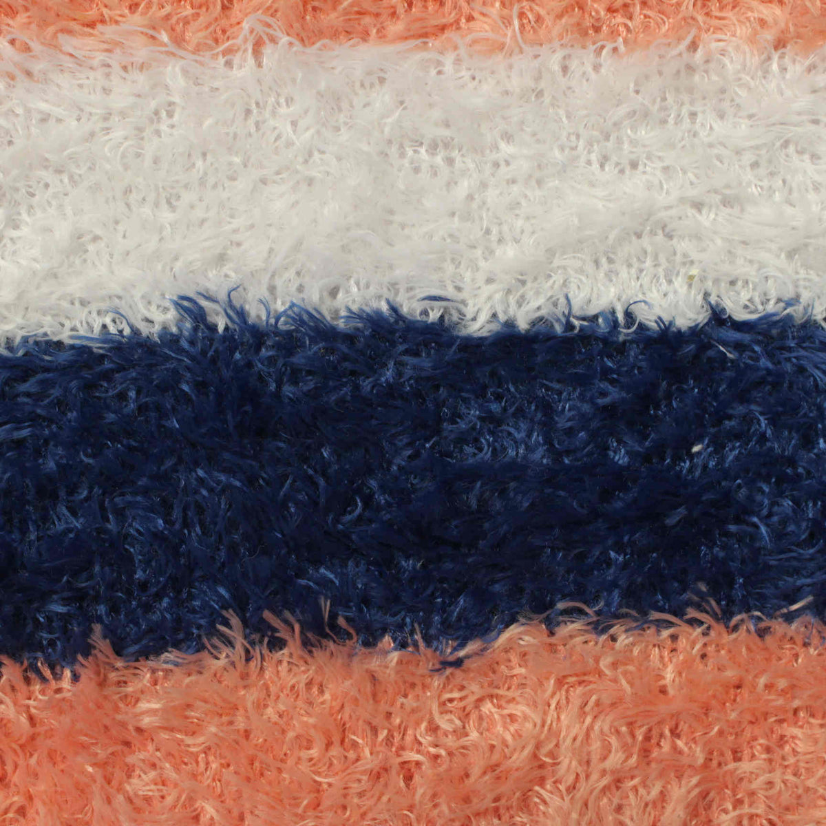 Peach Horizontal-Stripe Rib Knit, Polyester, 383 gsm