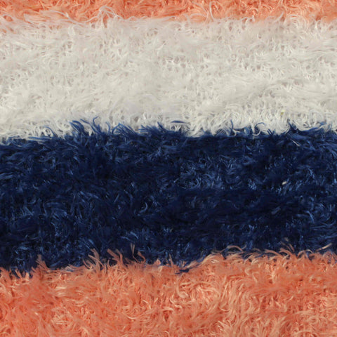 Peach Horizontal-Stripe Rib Knit, Polyester, 383 gsm
