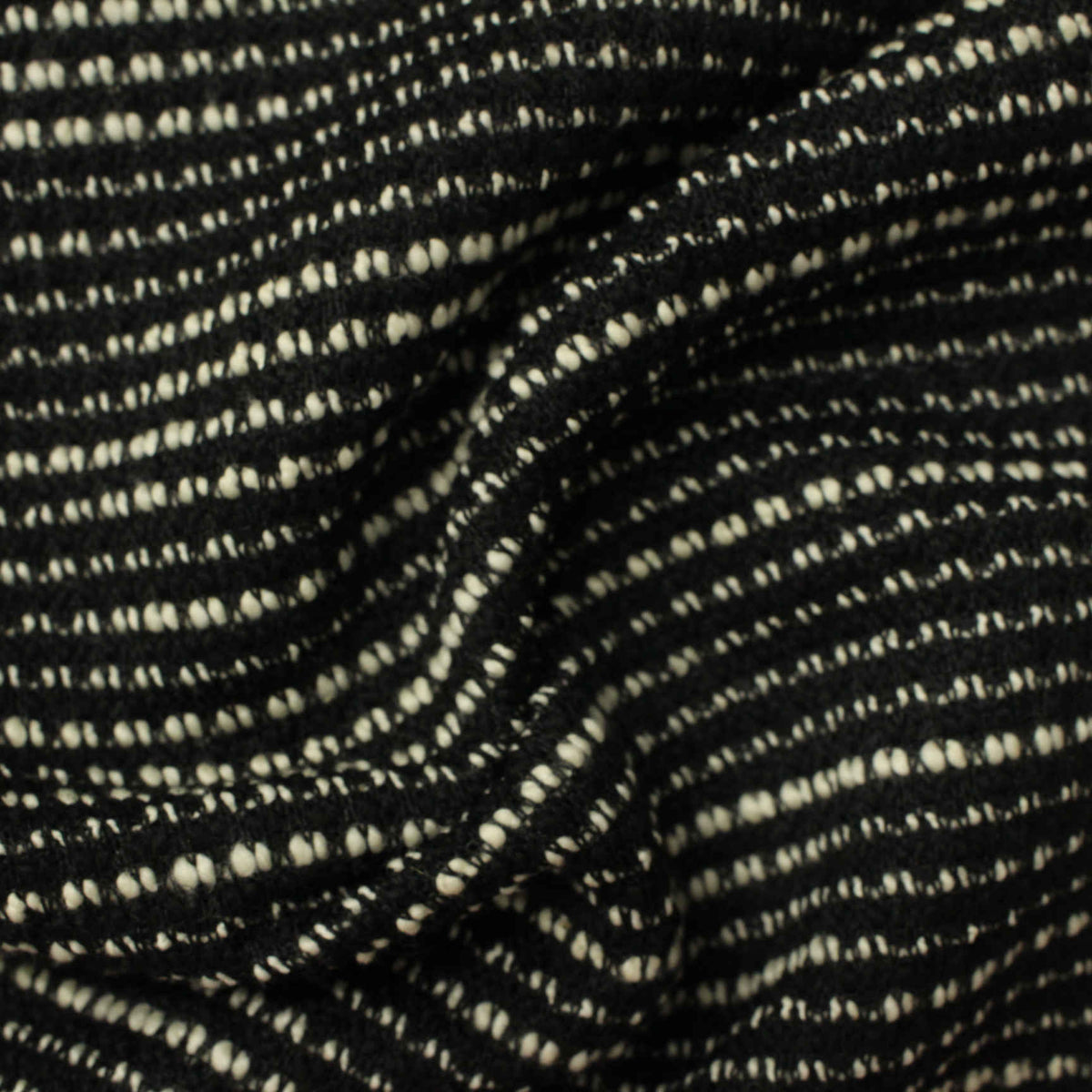 Black Horizontal-Stripe Chunky Knit, Poly-Cotton, 358 gsm