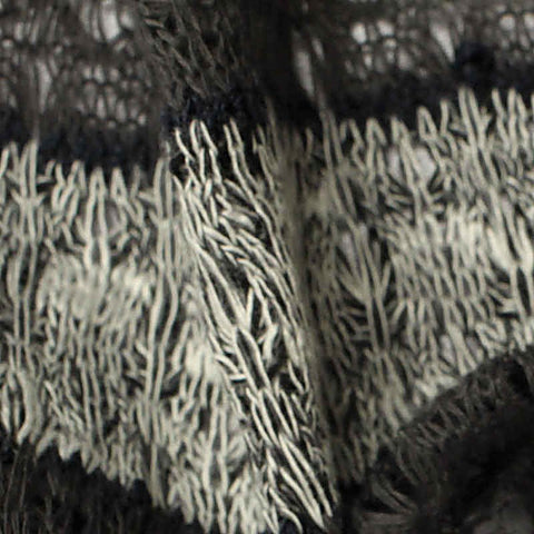 Black Horizontal-Stripe Chunky Knit, Poly-Viscose, 160 gsm