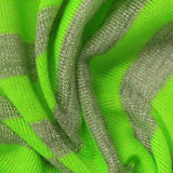 Neon Green Horizontal-Stripe Knit, Poly-Metallic — texture