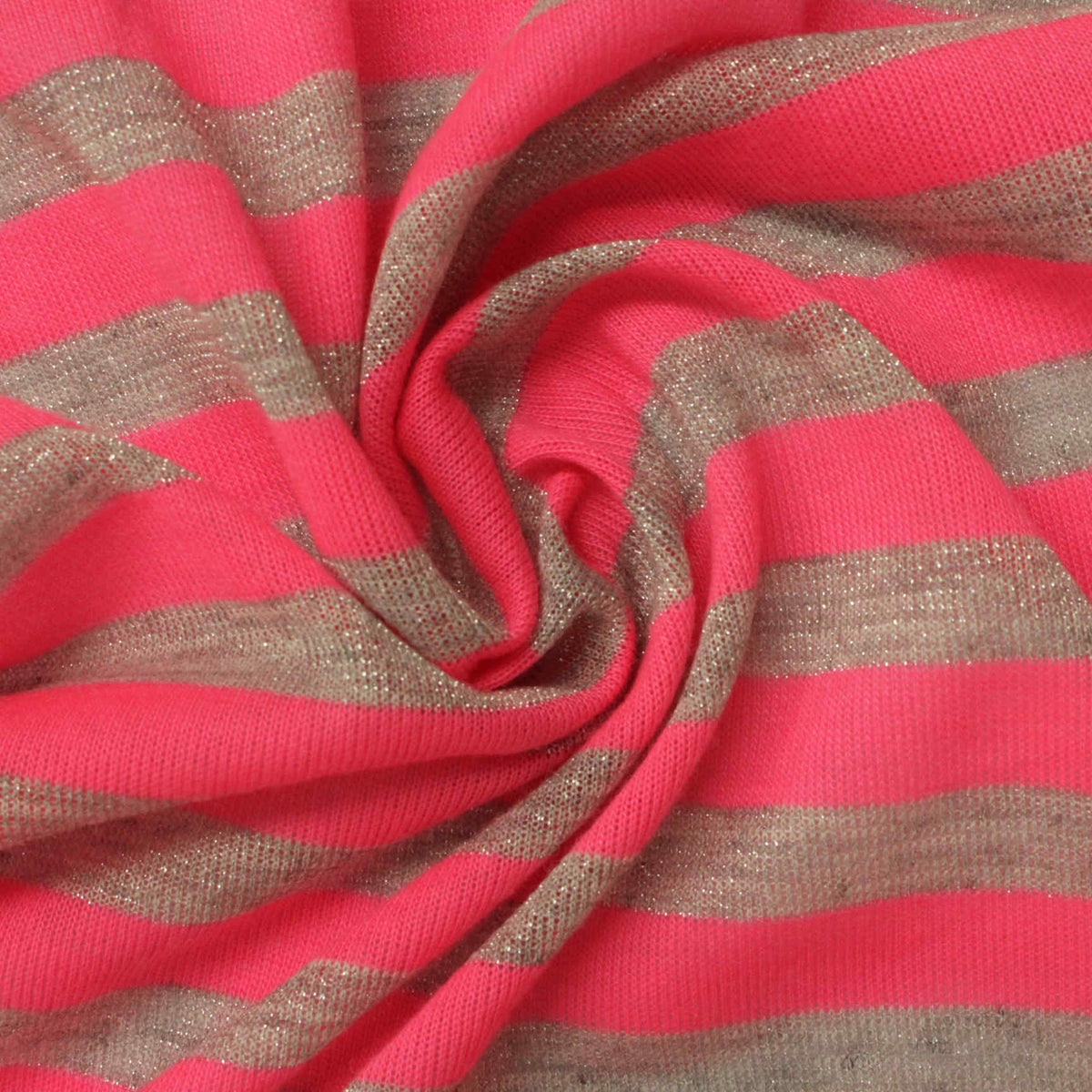 Pink Horizontal-Stripe Knit, Poly-Metallic