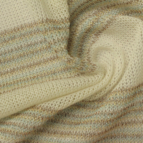 Cream Horizontal-Stripe Chunky Knit, 152 gsm