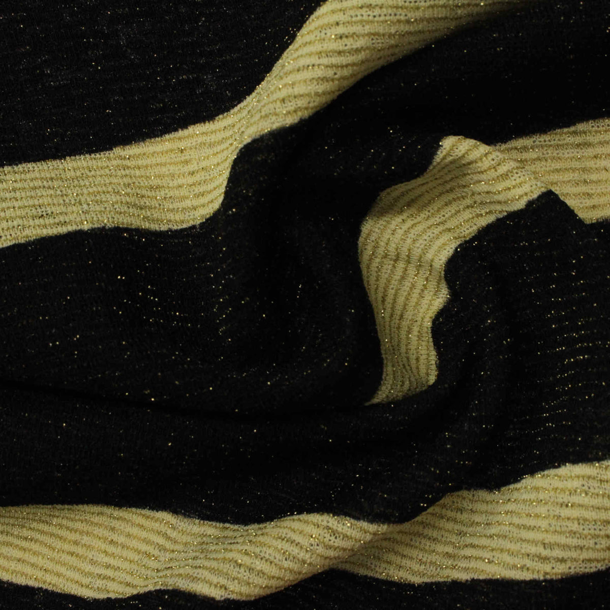 Black Horizontal-Stripe Jersey Knit, Poly-Metallic