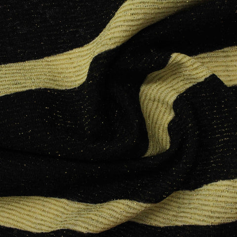 Black Horizontal-Stripe Jersey Knit, Poly-Metallic