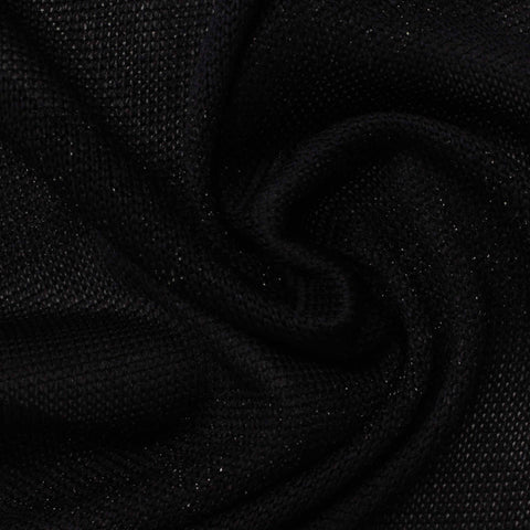 Polyester Stretch Chunky Knit Fabric, 138 gsm, 160 cm — Black