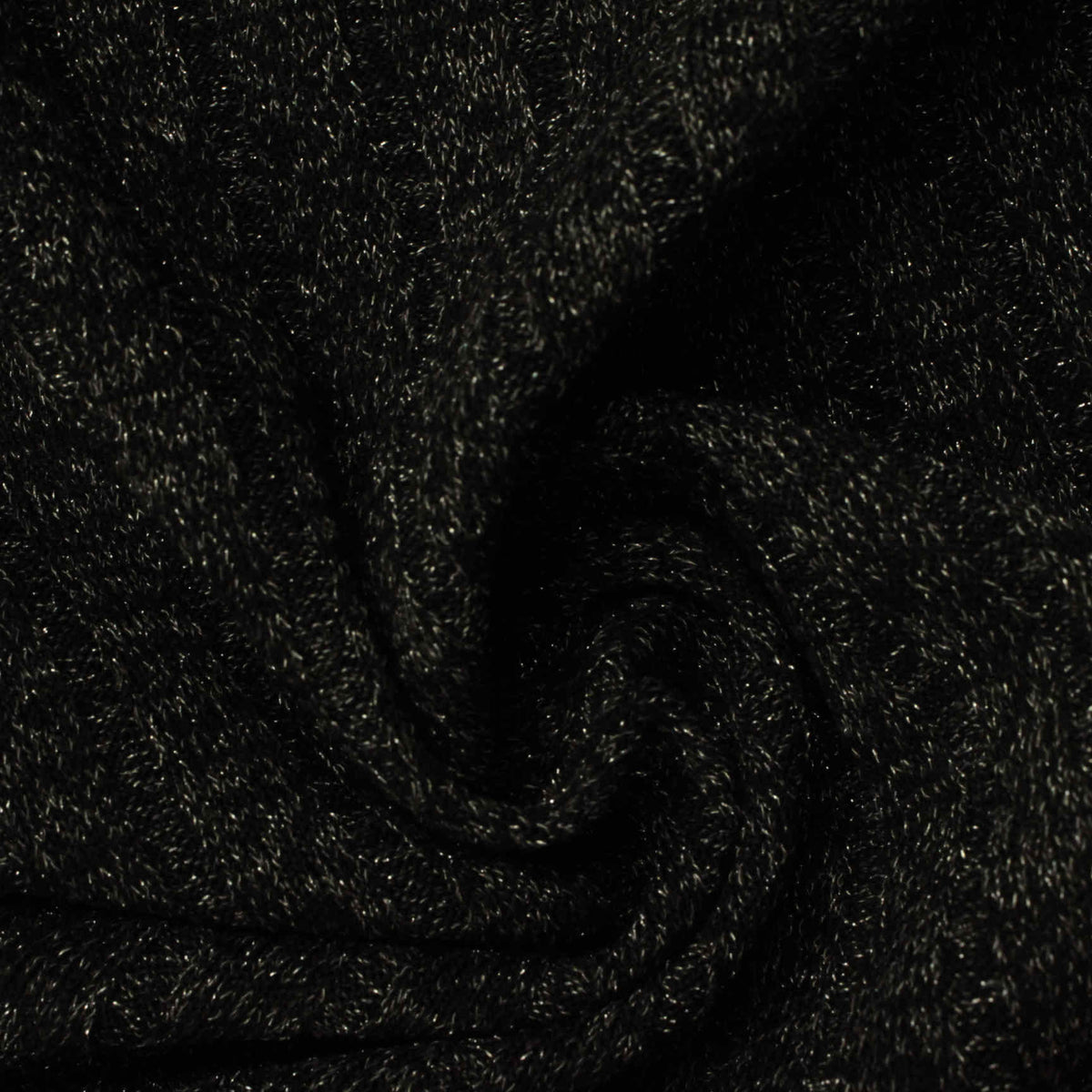 Black Marl Rib Knit, Poly-Metallic, 243 gsm