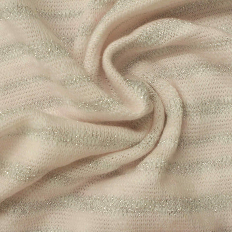 Polyester Metallic Stretch Chunky Knit Fabric, 362 gsm, 150 cm — Pink
