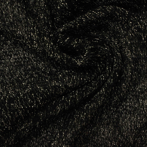 Polyester Metallic Jersey Knit Fabric, 232 gsm, 165 cm — Black