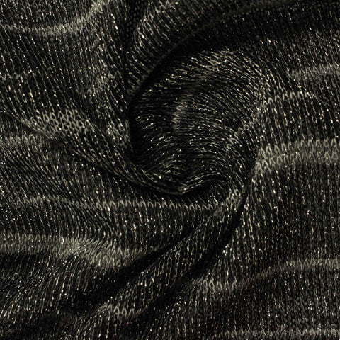 Polyester Metallic Chunky Knit Fabric, 170 gsm, 155 cm — Black