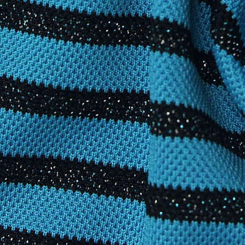Striped Piqué Knit Fabric, 190 gsm, 160 cm — Blue