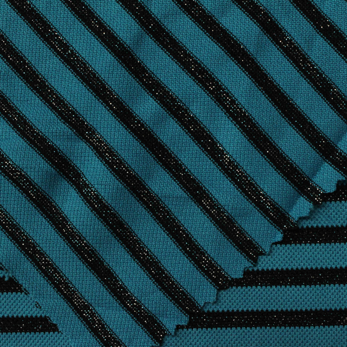 Black Glitter-Stripe Piqué Knit