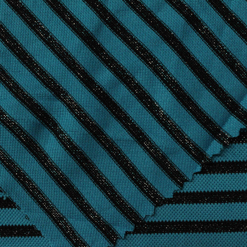 Black Glitter-Stripe Piqué Knit