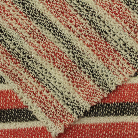 Red Horizontal-Stripe Knit, Cotton-Poly, 170 gsm
