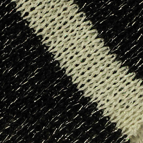Black Diagonal-Stripe Rib Knit, Poly-Metallic