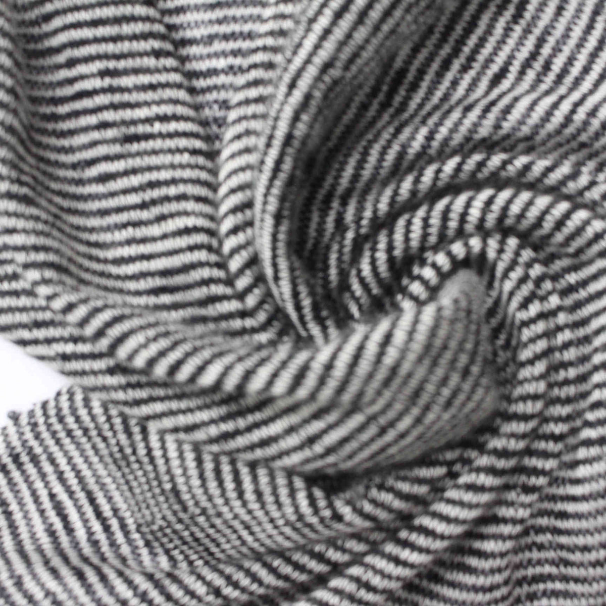 Black Horizontal-Stripe Chunky Knit, Viscose-Poly, 120 gsm