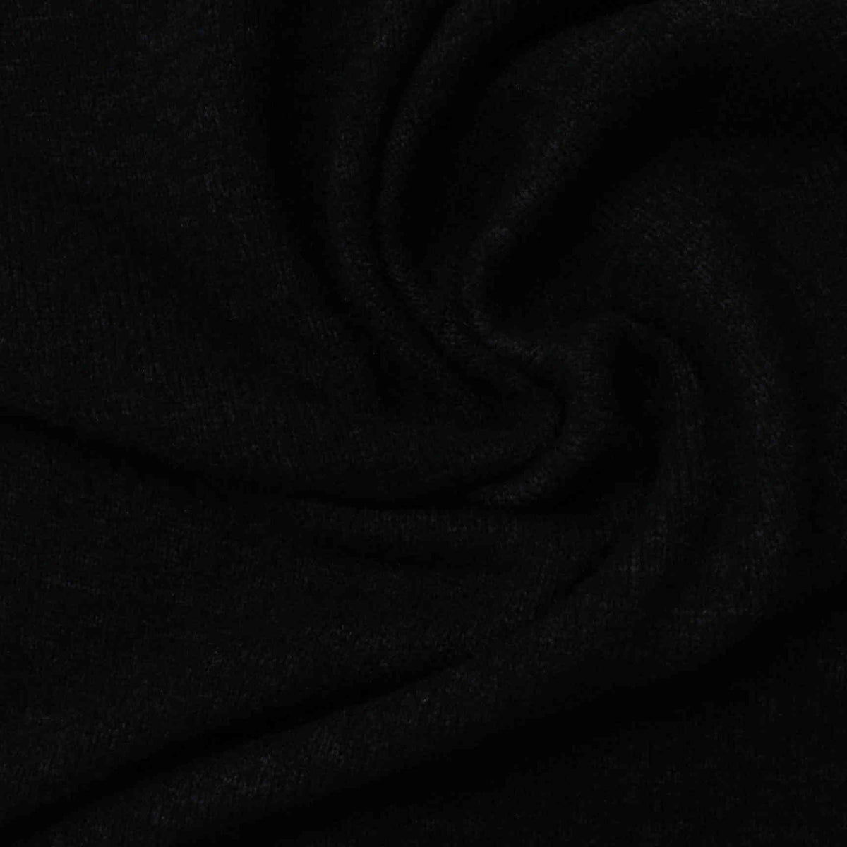 Brushed Polyester Viscose Stretch Chunky Knit Fabric, 214 gsm, 190 cm — Black