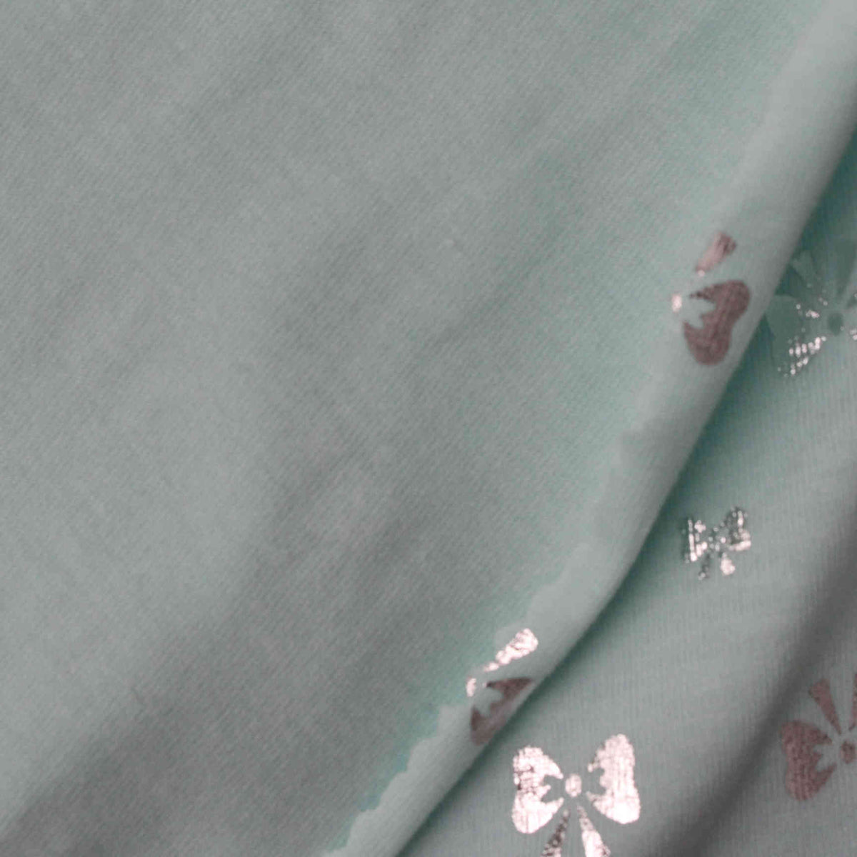Silver Flowers Jersey Knit, Cotton-Poly