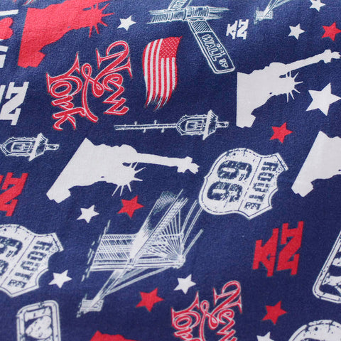 Printed Cotton Stretch Knit Fabric, 175 gsm, 170 cm — Navy
