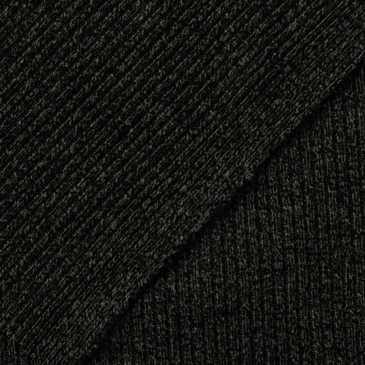 Dark Grey Marl Rib Knit, Viscose-Poly, 320 gsm, 120 cm