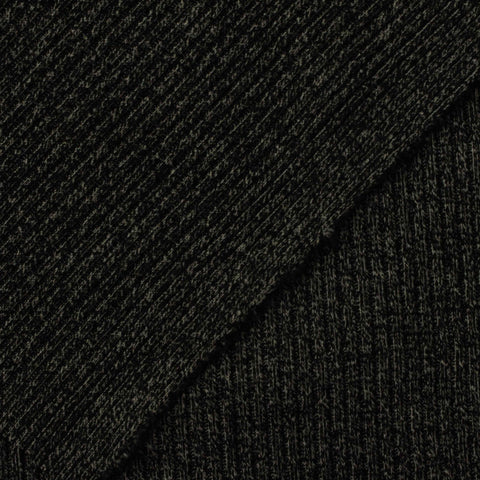 Dark Grey Marl Rib Knit, Viscose-Poly, 320 gsm, 120 cm