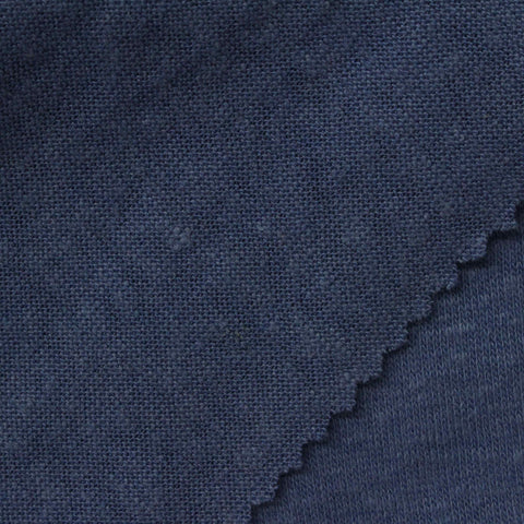 Dark Blue Heathered-Marl Jersey Knit, Cotton-Poly