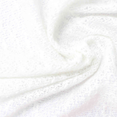 Slub Polyester Viscose Chunky Knit Fabric, 200 gsm, 160 cm — White