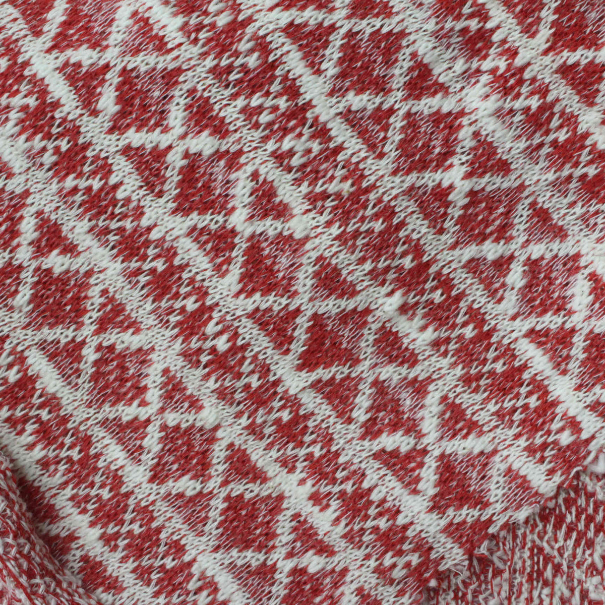 Red Geometric Chunky Knit, Cotton-Poly