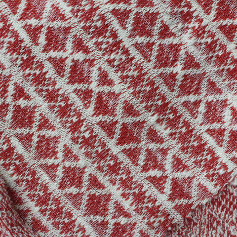 Red Geometric Chunky Knit, Cotton-Poly