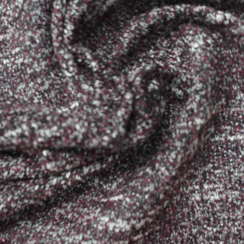 Burgundy Flecked Chunky Knit, Poly-Viscose