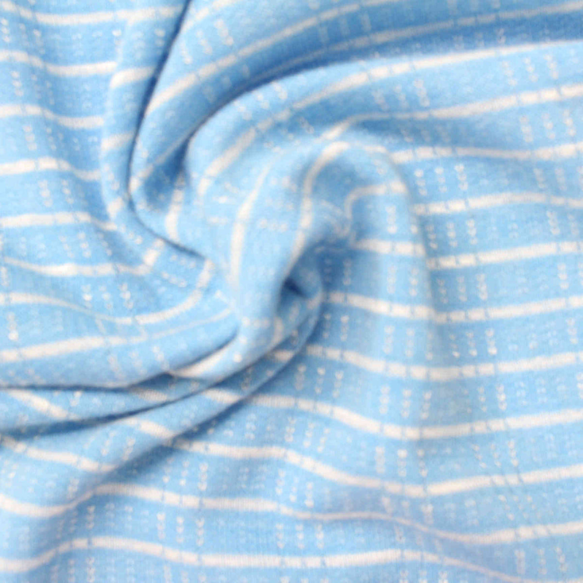White Horizontal-Stripe Chunky Knit, Poly-Viscose, 135 gsm