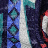 Navy Geometric-Band Knit, Polyester — texture